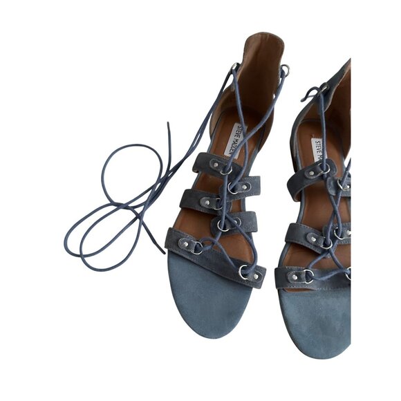 STEVE MADDEN Carleigh Blue Suede Laceup Gladiator Sandals Size 9 - Picture 2 of 7